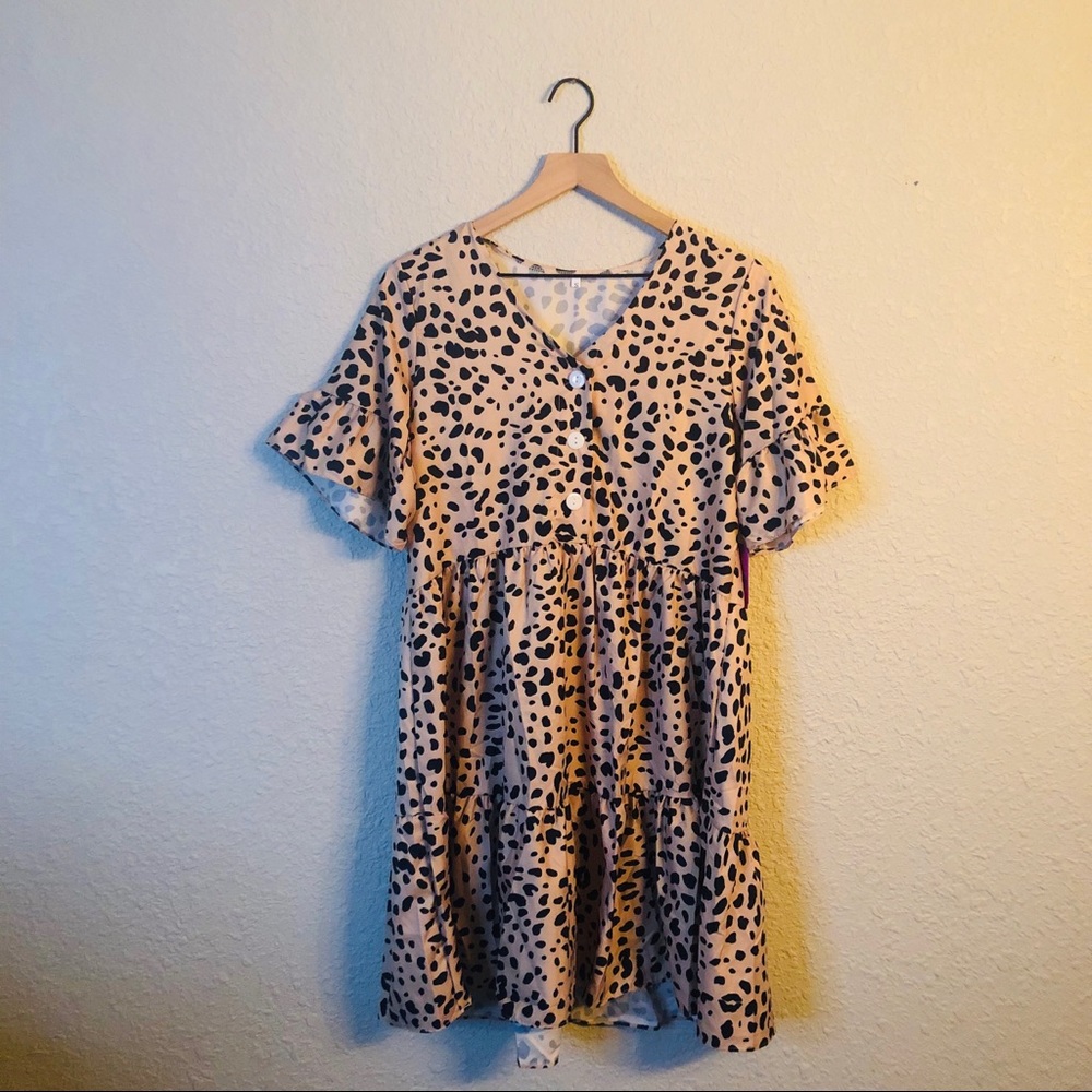 Dalmatian Dot Tan & Black Swing Dress